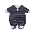 thumbnail image 1 of PEASKJP Boy Romper Baby Boy Girl Bubble Romper Infant Oversize Plain Crewneck T-Shirt Bodysuit Tops Black,9-12 Months, 1 of 4