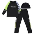 thumbnail image 1 of PEASKJP Boys Rash Guard Swim Trunk Sets Upf 50 Boys Two Piece Rash Guard Swimsuits Set with Swim Trunk Kids Long Sleeve Bathing Suit Swimwear Set (Black,15-16 Years), 1 of 8