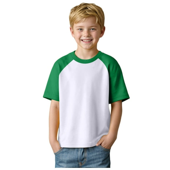 PEASKJP Boys Shirts Short Sleeve Cotton Shirts for Boys Summer Tshirts Kids Basic T-Shirts Unisex Tees Top Clothes2T 3T 4T 5T 6T 7T 8-12Years,Green 10-12 Years