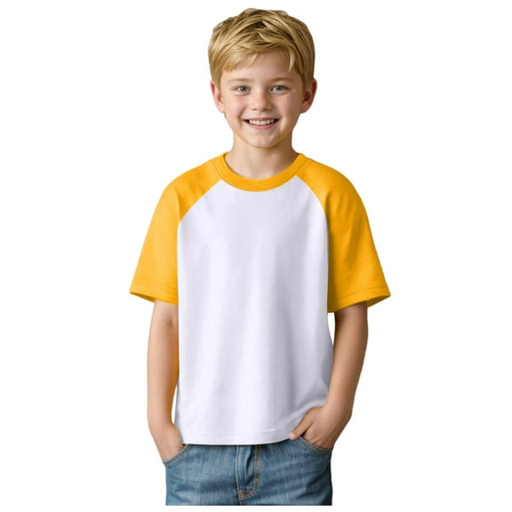 PEASKJP Boys Shirts Short Sleeve Cotton Shirts for Boys Summer Tshirts Kids Basic T-Shirts Unisex Tees Top Clothes2T 3T 4T 5T 6T 7T 8-12Years,Yellow 2-3 Years