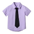 thumbnail image 1 of PEASKJP Boys Short Sleeve Dress Shirt and Tie Set Collared Button-Down Uniform Shirts for Kids,Purple 3-4 Years, 1 of 8