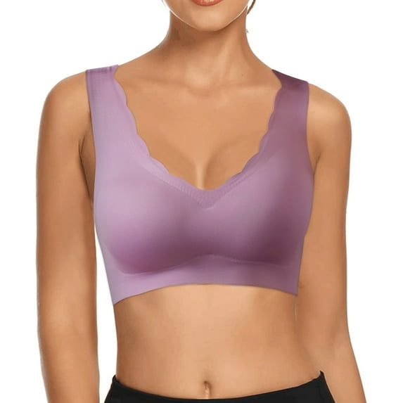 PEASKJP Bralettes for Women Push-Up Wireless Padded Stretch BraT-Shirt Bra Purple S