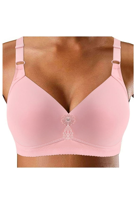 Bras for Women Full Coverage Women's Invisibles Comfort Seamless Wireless Skinny Strap Retro Bralette Bra (Pink,50)
