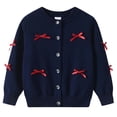 thumbnail image 1 of PEASKJP Cardigans for Girls Girls Long Sleeve Cardigan One Button Sweater Crop Shrug for Dress (Navy,1-2 Years), 1 of 4