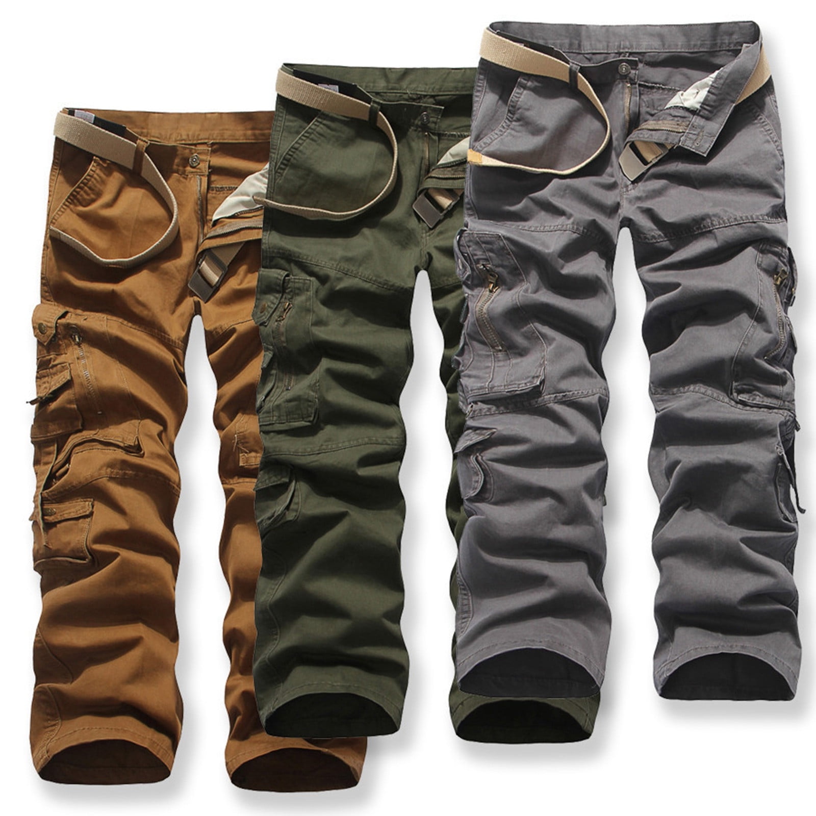 PEASKJP Cargo Pants for Men Stretch Men's Capri Cargo Pants Casual