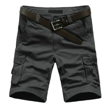 PEASKJP Cargo Shorts for Men Belted Twill Cargo Shorts Men, Comfortable Relaxed Fit Casual Work Short for Mens (Dark Gray,M)