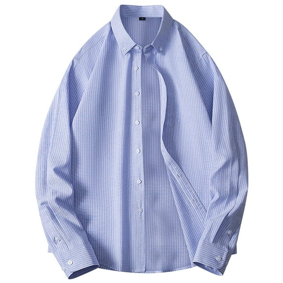 PEASKJP Casual Shirts for Men Mens Long Sleeve Shirt Button Down Shirts (Blue,5XL)