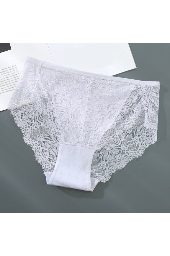 Cotton Panties for Women Stretch Lace Underwear for Women Frozen Silk Seamless Panties with Silky Tactile Touch White M