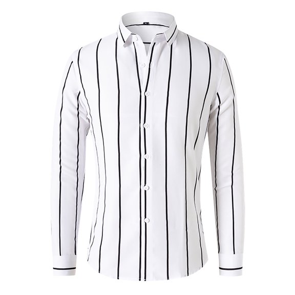 PEASKJP Dress Shirts Long Sleeve Button Down Shirts Casual Formal Plain Dress Shirts Cowboy Shirts White XL