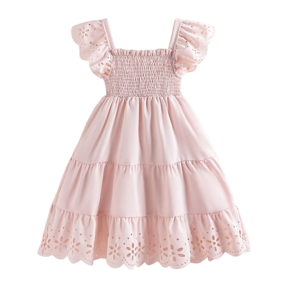PEASKJP Dresses for Girls Girls Lace Backless Boho Maxi Swing Dress Flower Girl Dresses for Wedding Party,Size 4-5 Years