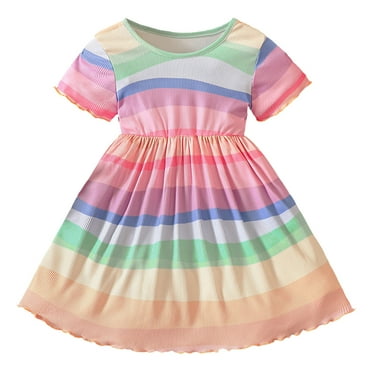 PEASKJP Dresses for Girls Toddler Girl Summer Short Sleeve Tutu Party Wedding Birthday Dresses (Pink,4-5 Years)