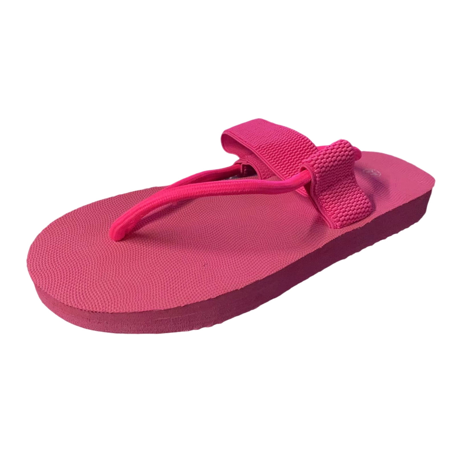 Hot Pink Casual Leather Summer Flat Sandals