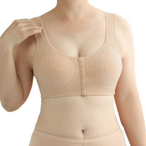 Razzly Comfortable Front Closure Women's Non Wired Bra Vest Style For Mature Women Lightweight And Versatile Everyday Wear bras for women wirefree,Sports Bras for Women Bralettes for Women(Beige,42)