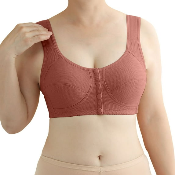 Razzly Comfortable Front Closure Women's Non Wired Bra Vest Style For Mature Women Lightweight And Versatile Everyday Wear Bralettes for Women,bras for women wirefree Bralettes for(Brick Red,38)