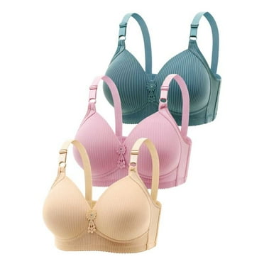 PEASKJP Everyday Bras Plus Size Women's Cloud Cotton Comfort Front & Back Close Racerback Bra (Beige,48)