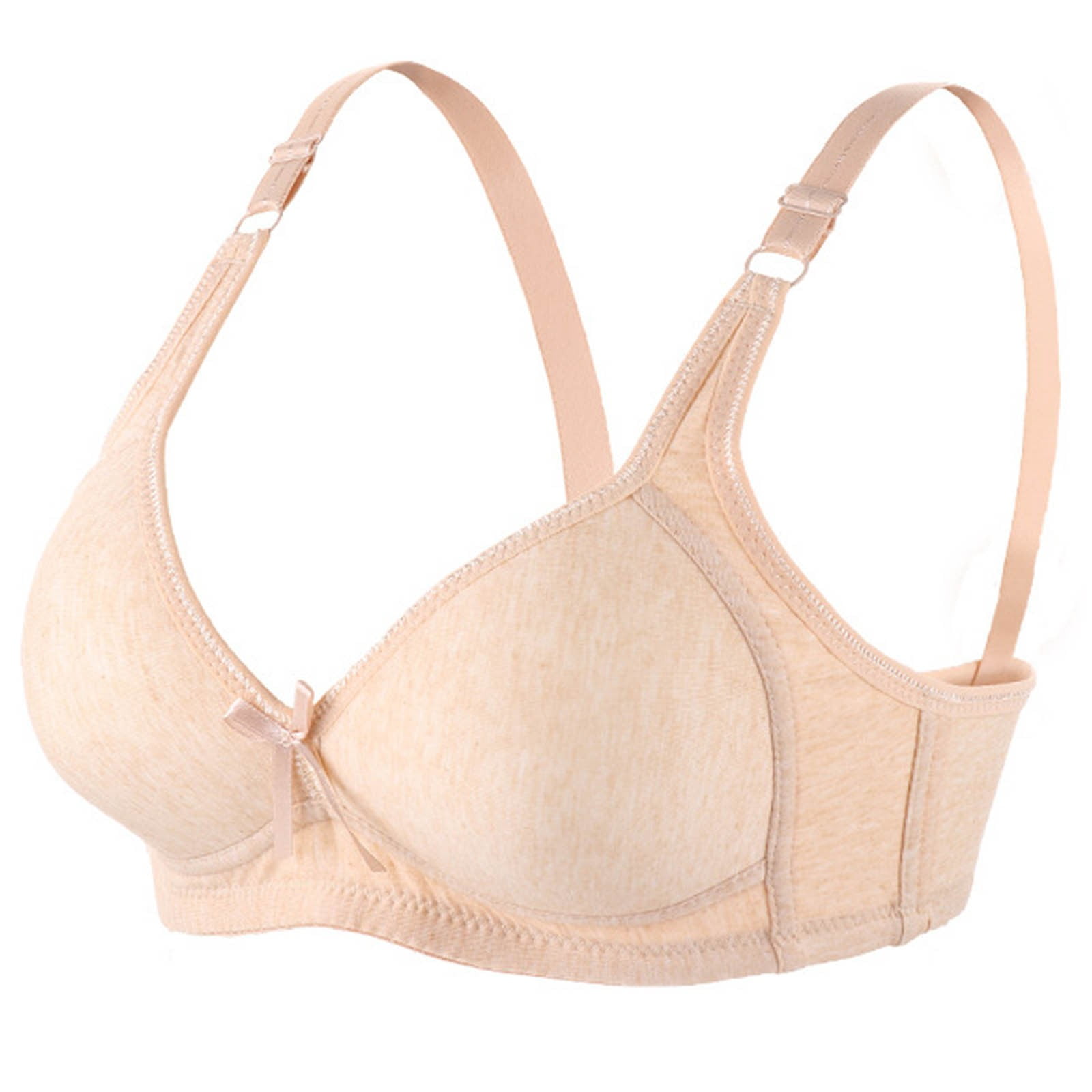 PEASKJP Everyday Bras Women's Cloud Cotton Comfort Front & Back Close Racerback Bra (Beige,38