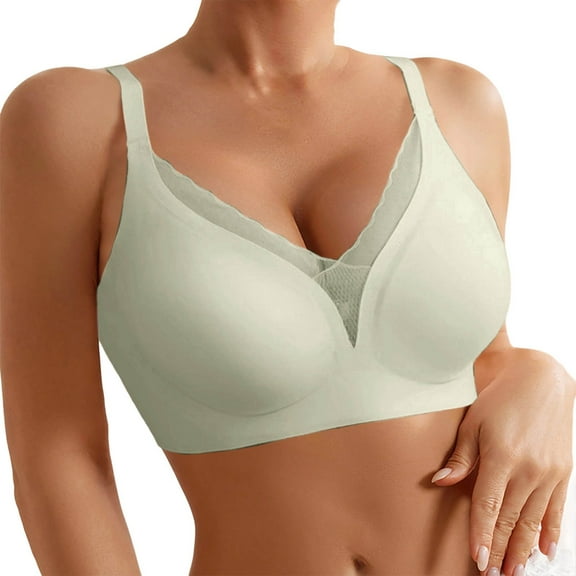Razzly Women's Front Closure Floral Lace Bra Comfortable Support Underwire T Shirt Bralette Soft Wireless Everyday Wear bras for women wirefree,Sports Bras for Women Bras for Women(Light Green,38)