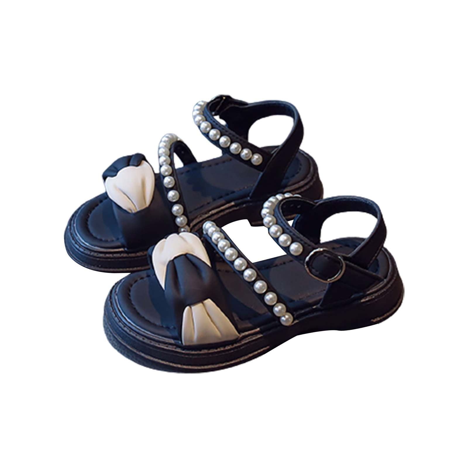 PEASKJP Flat Sandals Children Girls Sandals Princess Open-toed Soft ...