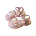 thumbnail image 1 of PEASKJP Flat Sandals Children Girls Sandals Princess Open-toed Soft Bottom Beach Shoes (Red,13), 1 of 6