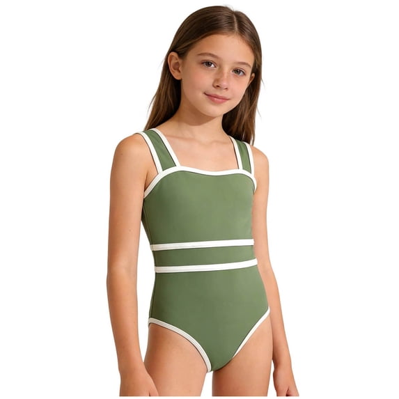 PEASKJP Girls Bathing Suit Girls One Piece Swimsuits Hawaiian Floral Bathing Suit for Kids Swimwear,Size 9-10 Years