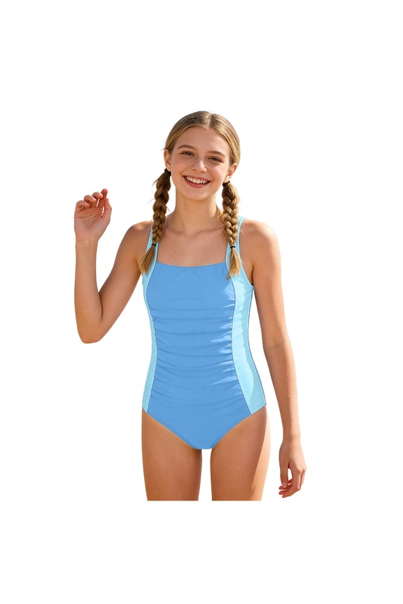Girls Padded Swimsuit Girls Swimsuits Two Piece Tankini Bathing Suits Summer Beach Ruffled Top and Skirted Trunks Swimwear,Size 13-14 Years