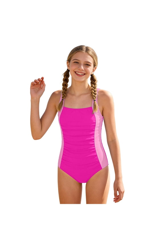 Girls Padded Swimsuit Girls Swimsuits Two Piece Tankini Bathing Suits Summer Beach Ruffled Top and Skirted Trunks Swimwear,Size 15-16 Years