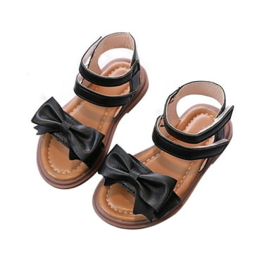 PEASKJP Girls Roman Sandals Toddler Girls Summer Side Zipper Open Toe Strappy Gladiator Sandals (Toddler/Little Kid),Black 5.5-6 Years