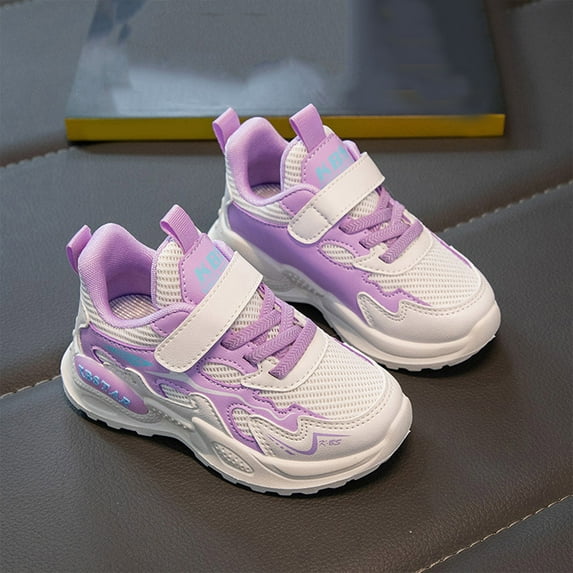 PEASKJP Girls Running Shoes Summer Kids Girl Elastic Bottom Walking Non Slip Breathable Anti Slip Sneakers Memory Foam Fashion Shoes Purple 13