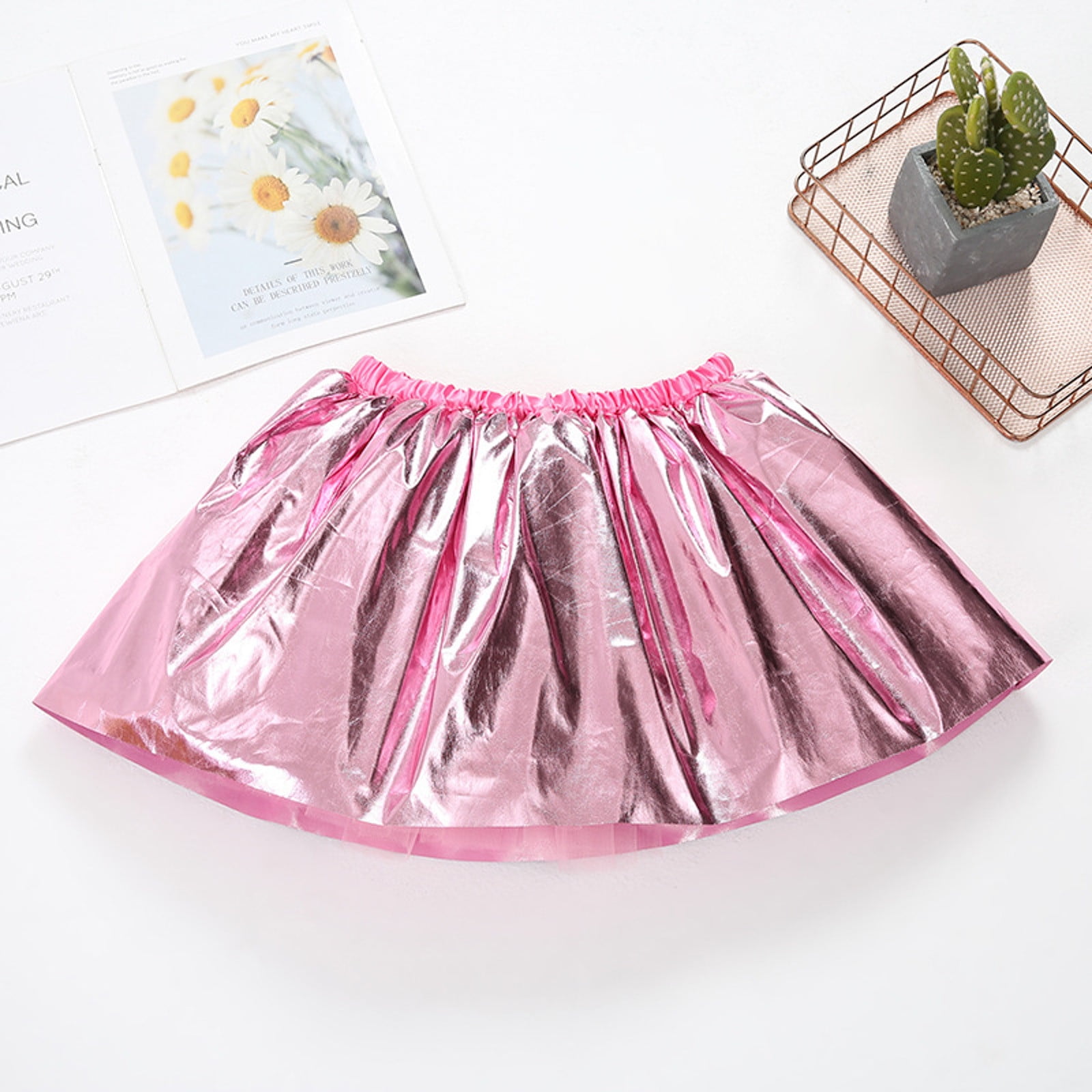 PEASKJP Girls Sequin Skirt Girls Princess Layered Dance Skirt Dress Up ...