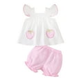 thumbnail image 1 of PEASKJP Girls' Short Sets Toddler Baby Girl Sleeveless Tops Button Summer Shorts Set Clothes Outfits,Size 3-4 Years, 1 of 9