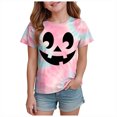 thumbnail image 1 of PEASKJP Girls T Shirts Short Sleeve Girl's Short Sleeve Crewneck T Shirt Halloween Clothes (Light Pink,6-7 Years), 1 of 5