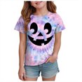 thumbnail image 1 of PEASKJP Girls T Shirts Short Sleeve Girl's Short Sleeve Crewneck T Shirt Halloween Clothes (Light Purple,1-2 Years), 1 of 5