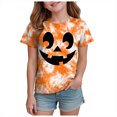 thumbnail image 1 of PEASKJP Girls T Shirts Short Sleeve Girl's Short Sleeve Crewneck T Shirt Halloween Clothes (Light Yellow,8-9 Years), 1 of 5