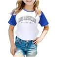 thumbnail image 1 of PEASKJP Girls Tees Toddler Girls T-Shirt Short Sleeve Shirt Print Cute Summer Tops Tees Graphic,8-9 Years Blue, 1 of 3