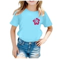 thumbnail image 1 of PEASKJP Graphic Tees for Teens Girls Girls Graphic Short Sleeve T Shirts Toddler to Big Kid (Light Blue,8-9 Years), 1 of 8