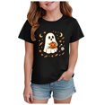thumbnail image 1 of PEASKJP Halloween Shirts Kids Toddler Ghost Graphic Tee Spooky Season Fall Clothes (Black,3-4 Years), 1 of 7
