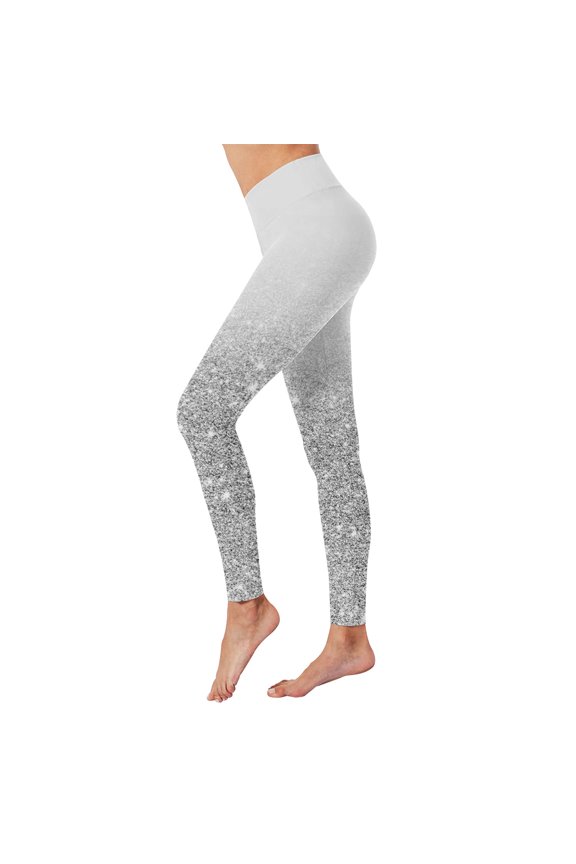 High Waist Yoga Pants, Tummy Control Workout Running Yoga Leggings for Women (Silver,XL)