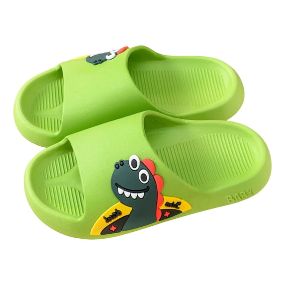 PEASKJP House Shoes for Kids Slippers for Girls Boys Cute Soft Plush Indoor Home Non-Slip Rubber Sole Shoes (Green,13)