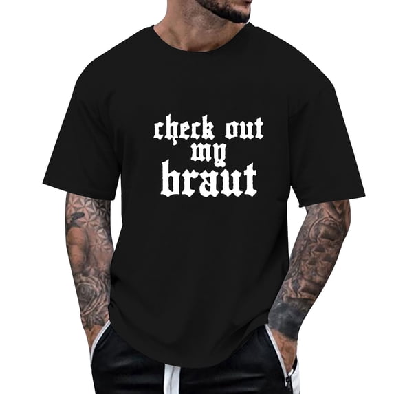 Razzly Men's Graphic T Shirt Short Sleeve Casual Tee Comfortable Summer Wear Lightweight Breathable Funny Print for Daily Use(Black,M)