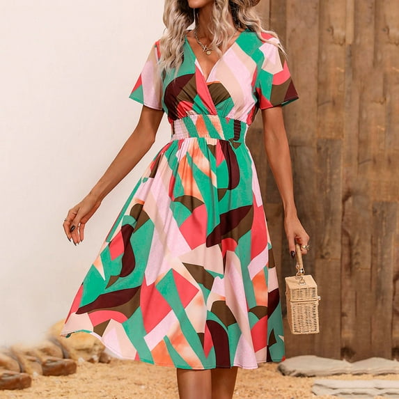 PEASKJP Jumpsuits For Women Dressy Women's 2023 Summer Maxi Hawaiian Beach Halter Neck Formal Long Spring Wedding Guest Dresses Green L