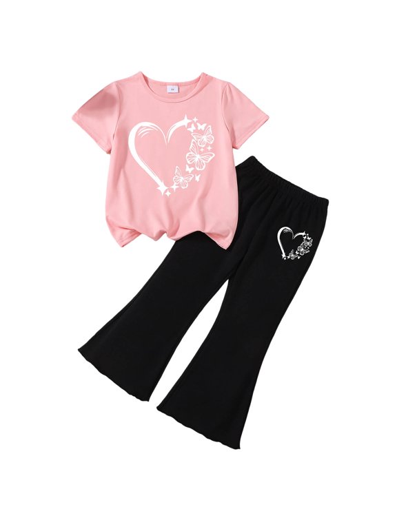 Junior Girls Clothes Girls Clothes 2 Piece Outfits Ribbed Short Sleeve Top Cargo Pants Tween Girls Summer Clothing Set (B,4-5 Years)