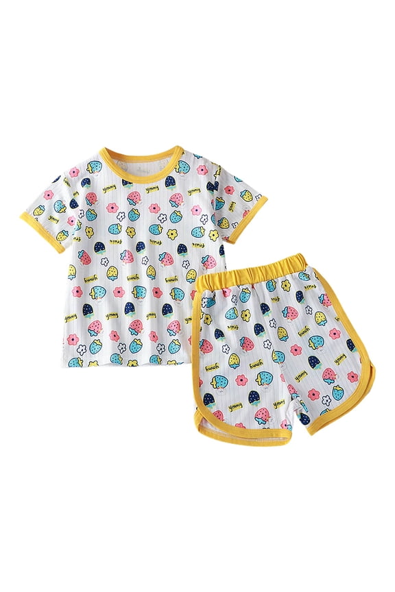 Kids Girls Pajama Set Silky PJS Button-Down Sleepwear Nightwear Loungewear Clothes Set Gifts2T 3T 4T 5T 6-13 Years,Yellow 12-18 Months