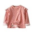 thumbnail image 1 of PEASKJP Little Girls Casual Long Sleeve Raglan Sleeve T Shirts Crewneck Tunic Tops Kids Teen Color Block Tee Blouses Autumn Clothes,Light Pink 6-7 Years, 1 of 4