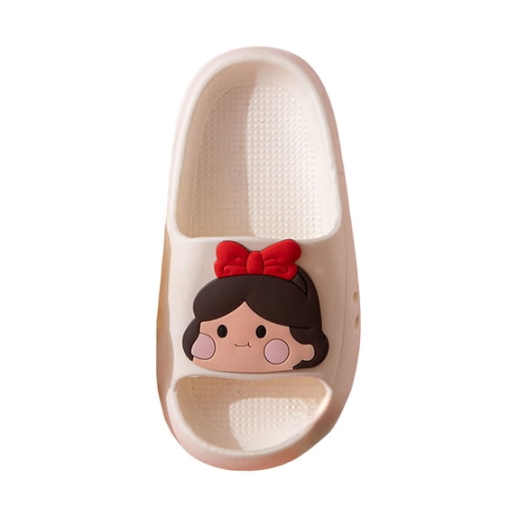 PEASKJP Little Girls Slippers Toddler Slippers Boys Girls House Shoes Indoor Home Non-Slip Rubber Sole Shoes (White,2)