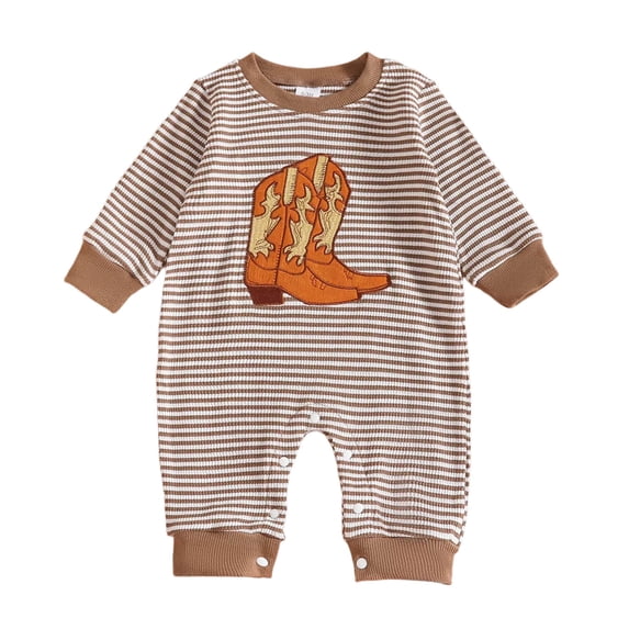 PEASKJP Long Sleeve Pajamas Baby Boy Newborn Baby Boy Girl Fall Winter Clothes Long Sleeve Bubble Romper Jumpsuit Overall Shorts Infant Clothing Brown,3-6 Months