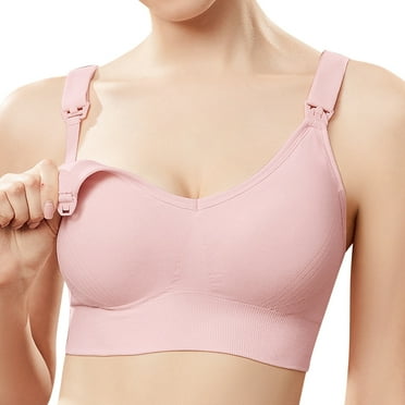 PEASKJP Maternity Bralette Women's Underwire Nursing Bras Support Full Coverage Lightly Padded Breastfeeding Maternity Bra (Pink,M)