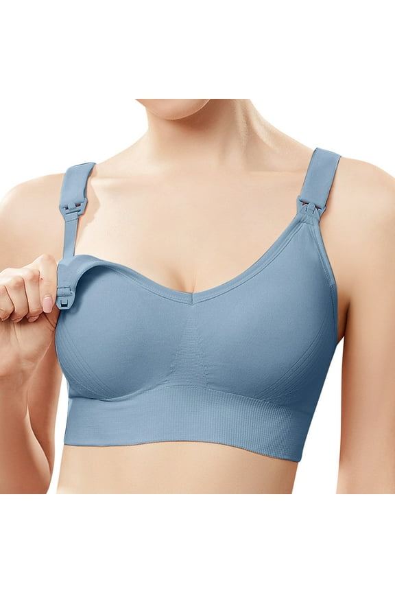 Maternity Bralettes for Pregnancy Women's Feathers Contour Plunge Maternity and Nursing Bra (Blue,XL)