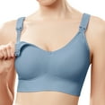 thumbnail image 1 of PEASKJP Maternity Bras for Pregnancy Seamless Support Nursing Bra Medium Impact Maternity Nursing Sports Bras Breastfeeding Bra for Pregnancy (Blue,L), 1 of 4