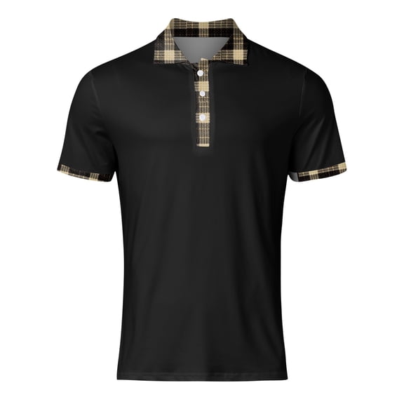 PEASKJP Men Polo Shirt Men's Modern Fit Short Sleeve Polo Shirt for Summer (Black,M)