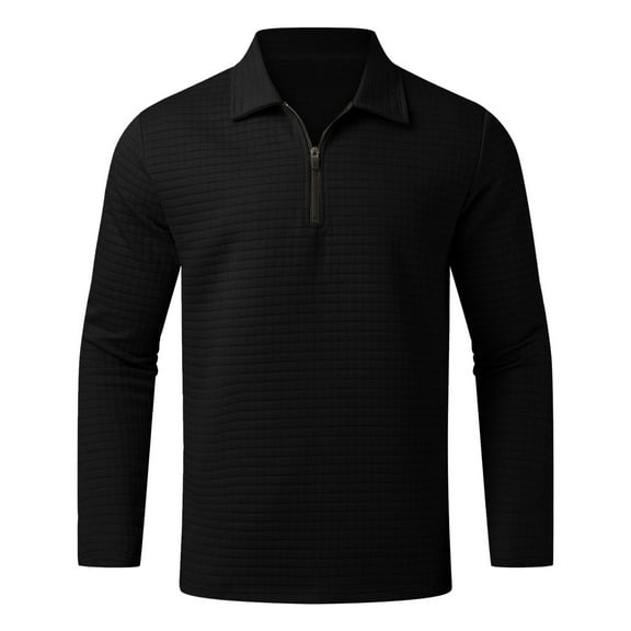 PEASKJP Men Polo Shirt Mens Polo Shirts Long Sleeve Polo Shirts for Men Golf Shirts Casual Clothes (Black,S)